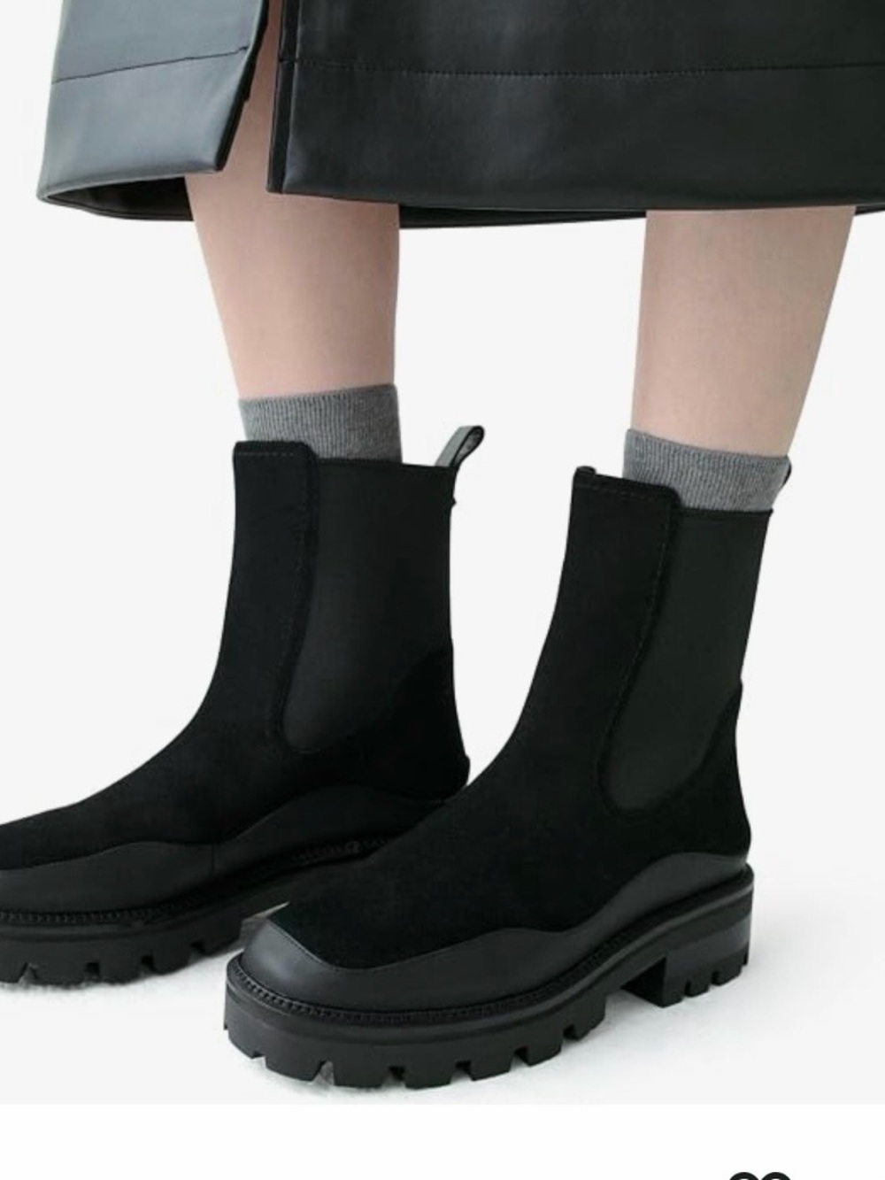 kate spade Black Suede Lug Sole Chelsea Boots - Picture 4 of 9